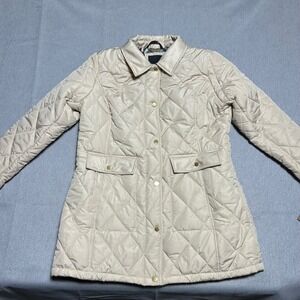 Weatherproof Quilted Jacket Womens Large Beige‎ Snap Button